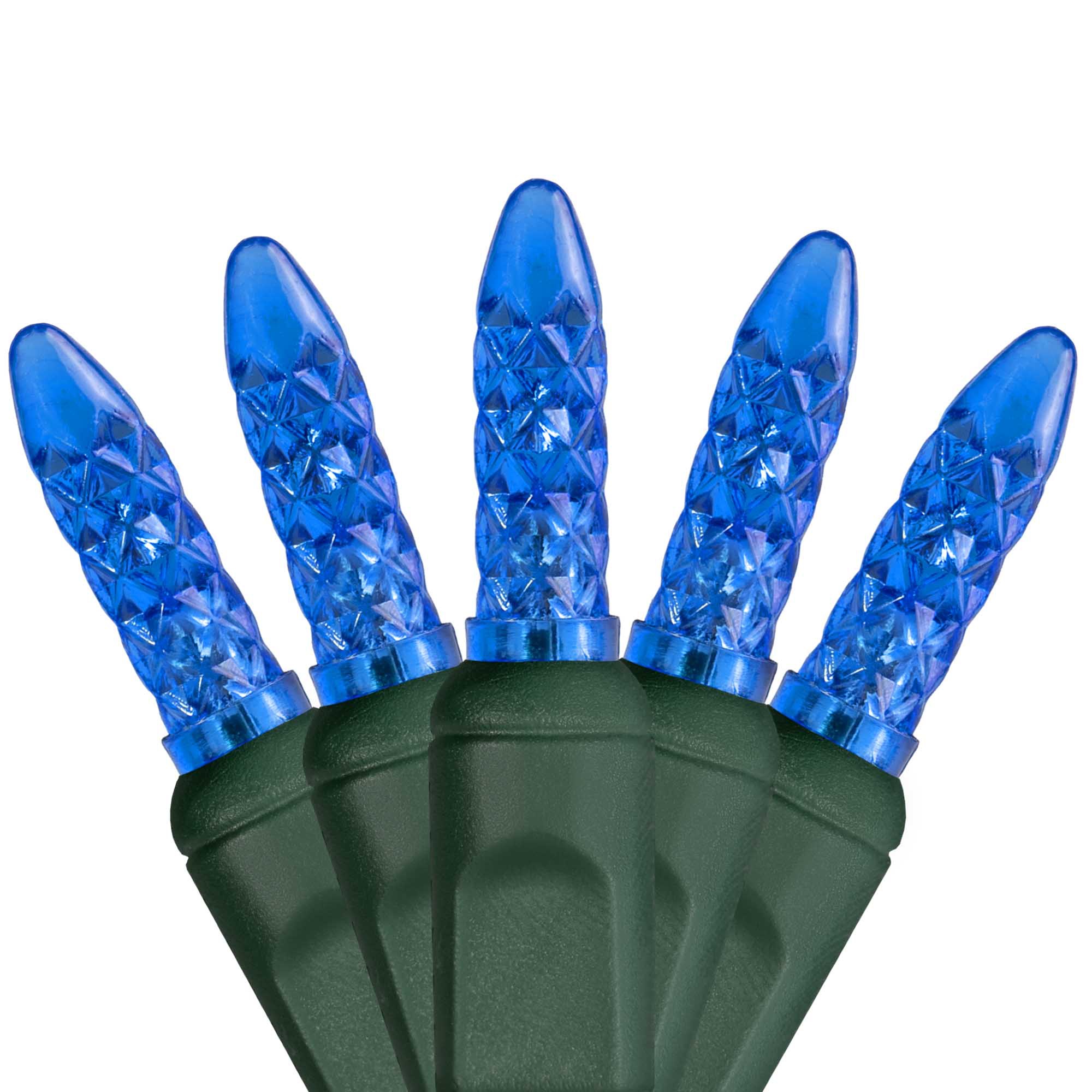 M5 Blue LED Christmas Tree Lights on Green Wire - Wintergreen