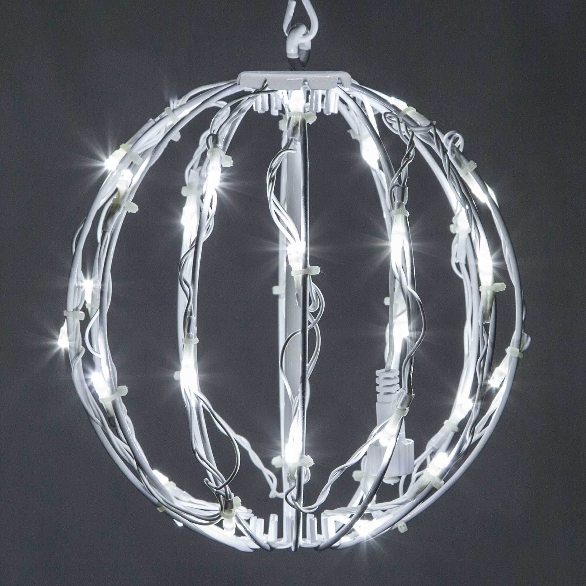 Cool White LED Light Ball, Fold Flat White Frame - Wintergreen