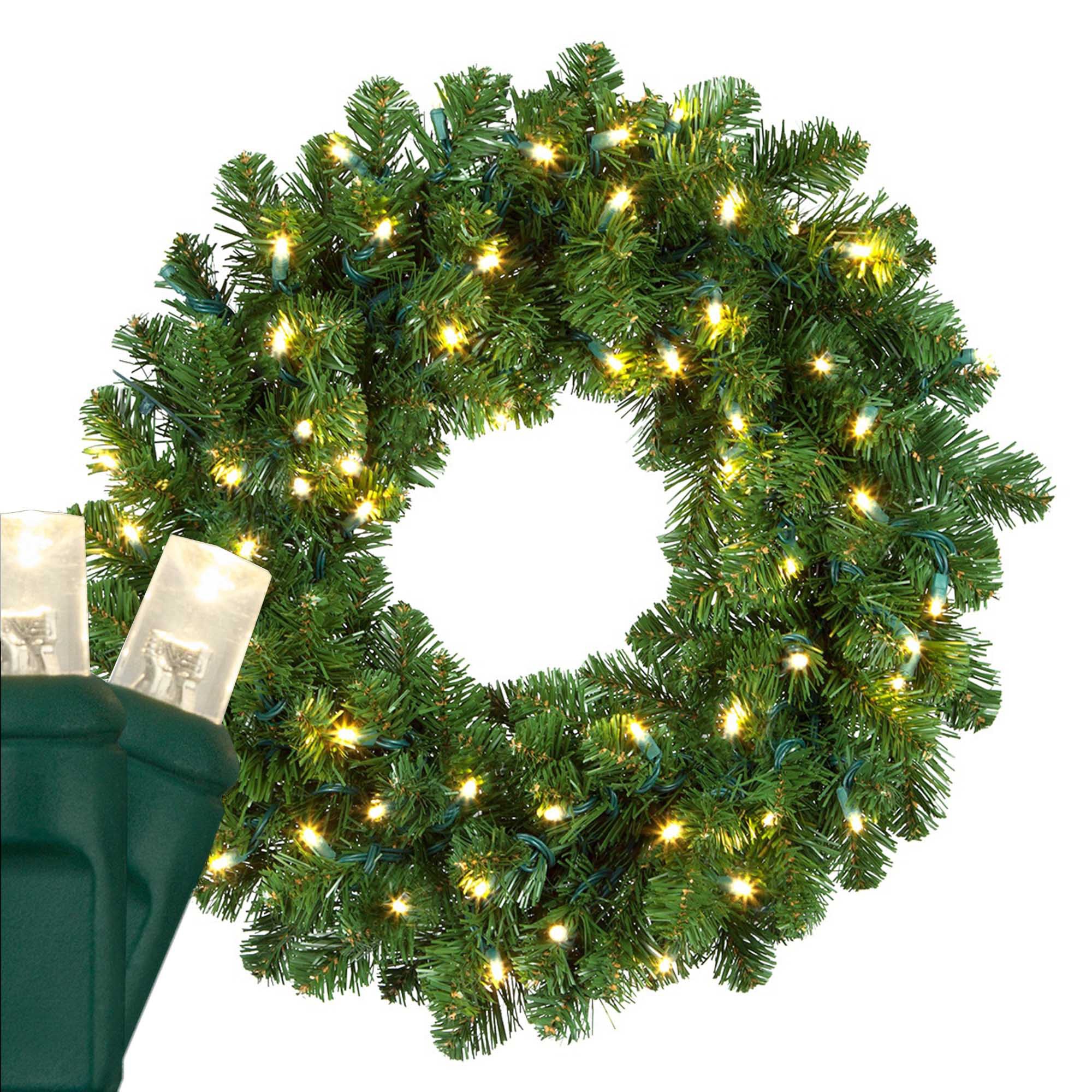 Oregon Fir Prelit Commercial LED Holiday Wreath, Warm White Lights ...