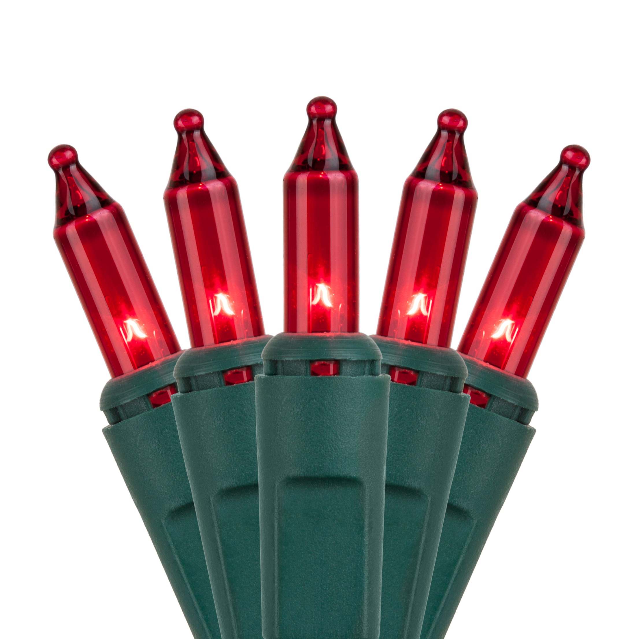 100 Red Mini Lights, Green Wire, 6" Spacing-Wintergreen Corporation ...