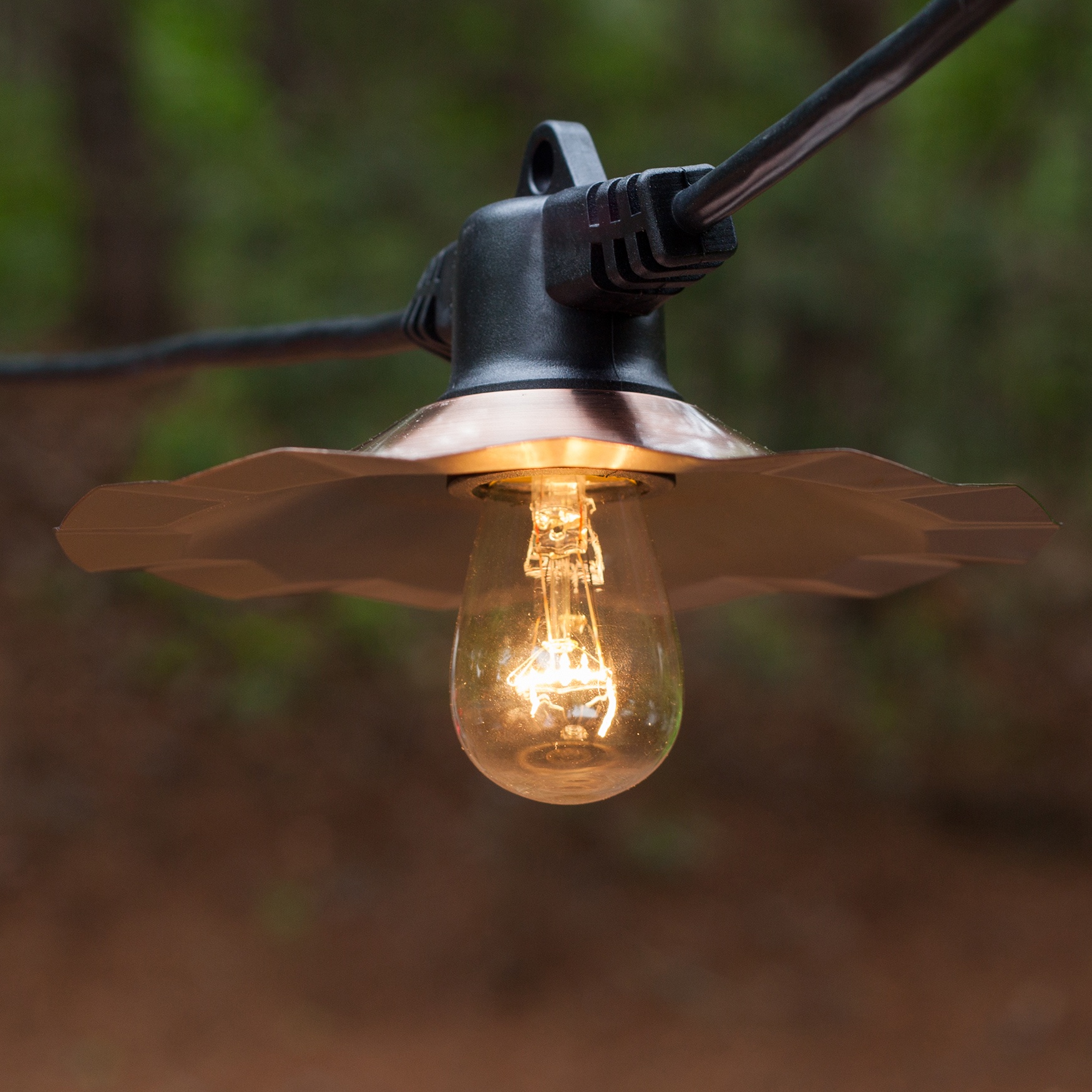 copper shade string lights