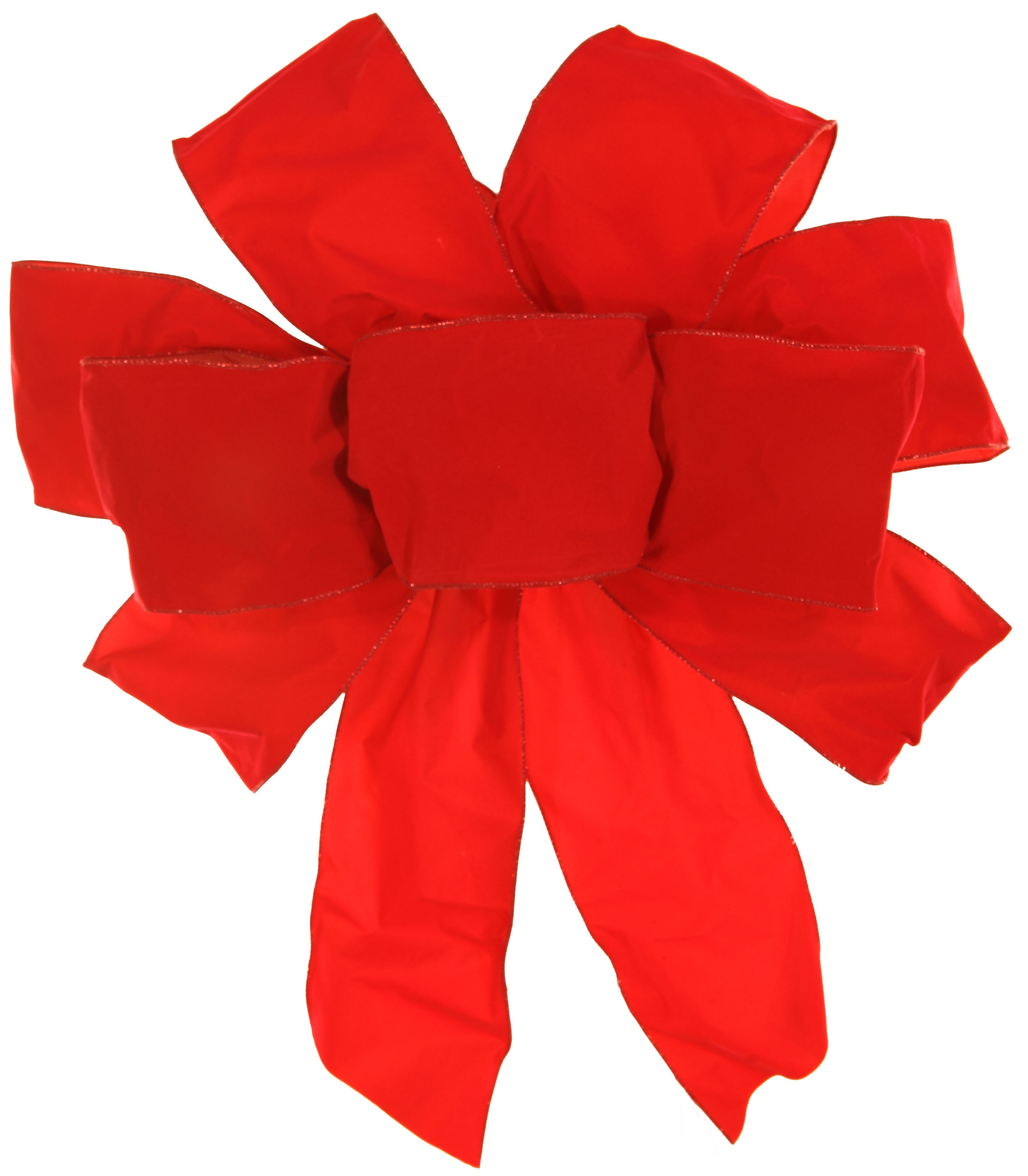 7- Loop Red Velvet Bow With Gold Trim