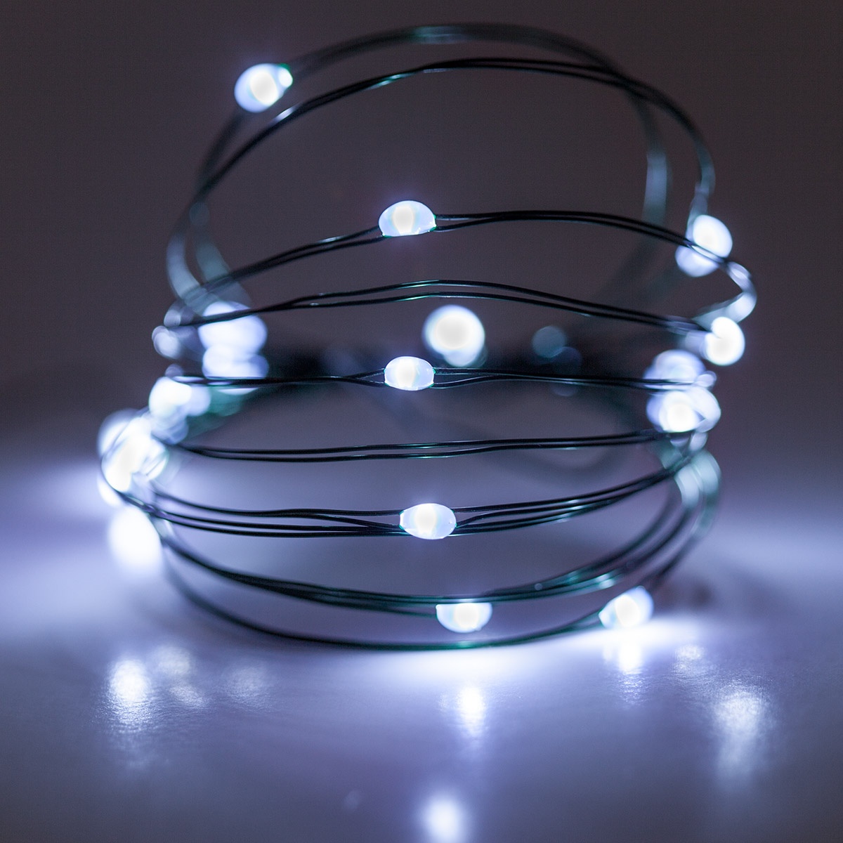Cool White Battery Operated Fairy Led Lights Green Wire Wintergreen