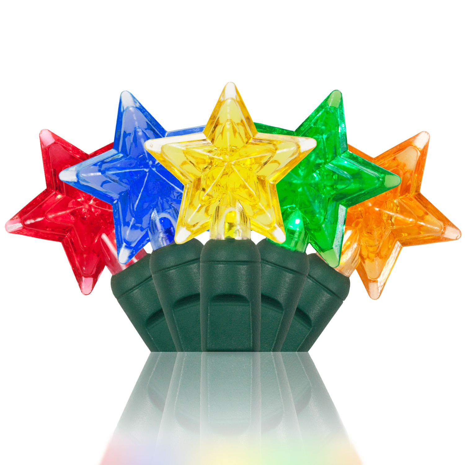 Multicolor Battery Operated Star LED Lights, Green Wire - Wintergreen ...