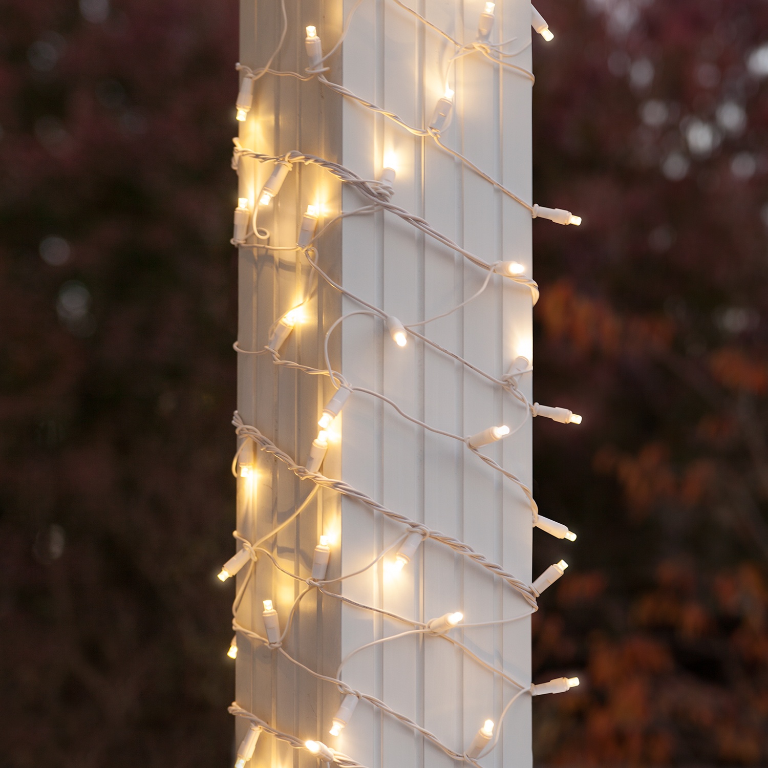Warm White 5mm LED Christmas Column Wrap Lights on White Wire - Wintergreen  Corporation - Wintergreen Corporation