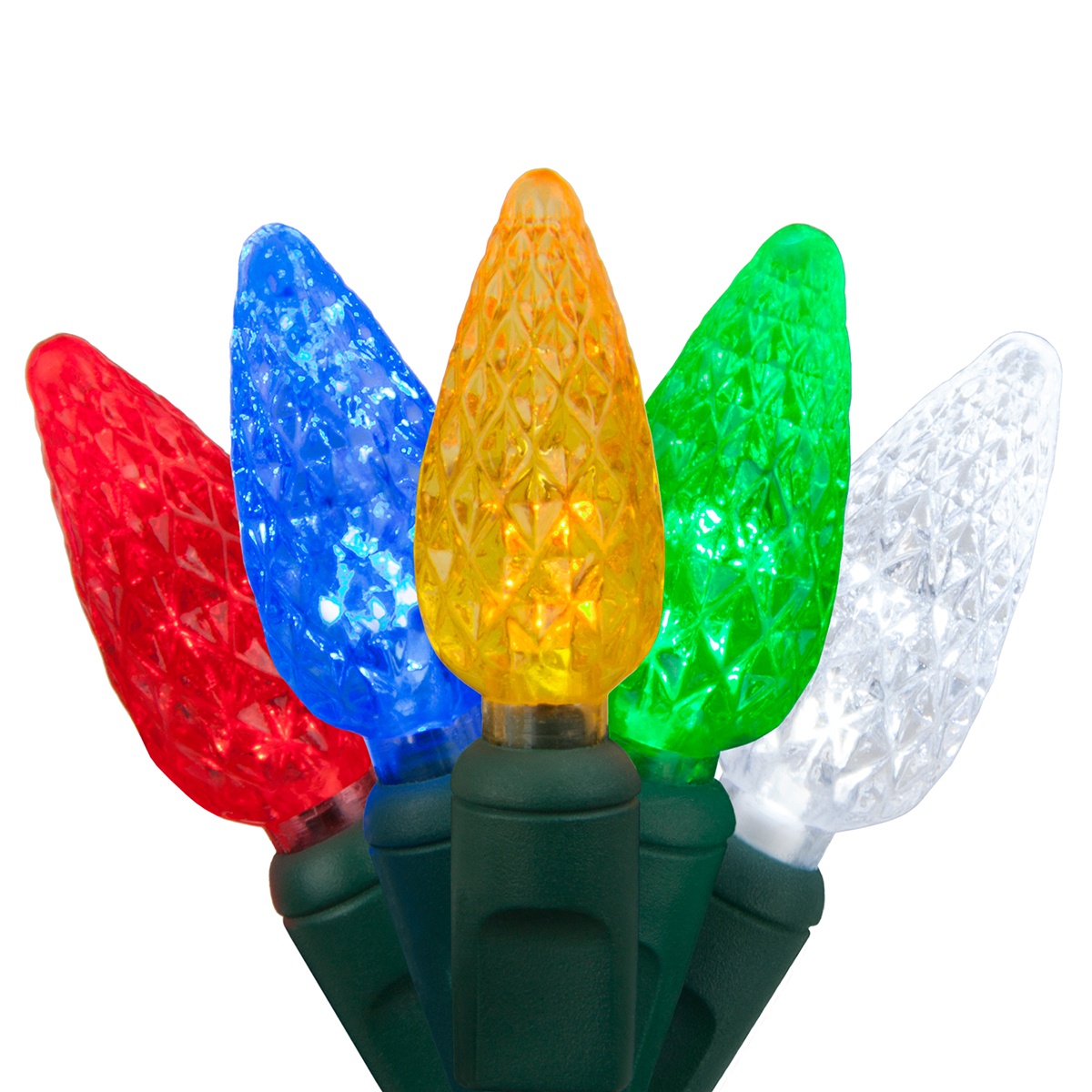 C6 Strawberry Multi Color LED Christmas Lights on Green Wire
