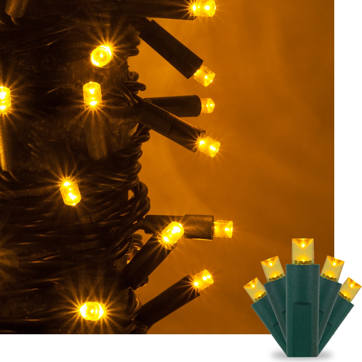 Gold 5MM Conical LED Christmas and Holiday 70 Light Striing 