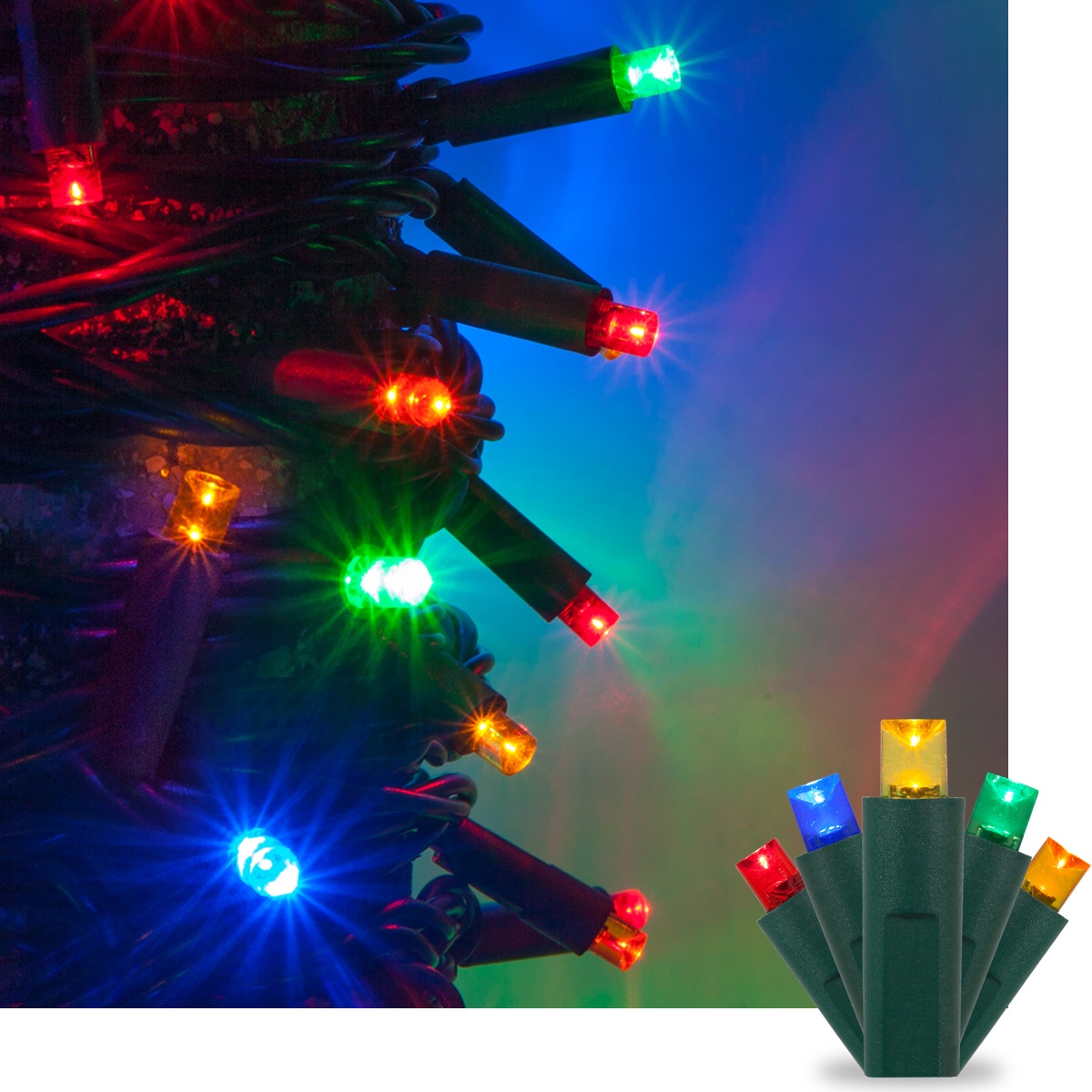 Kringle Traditions 5mm Multicolor LED Christmas Lights on Green Wire
