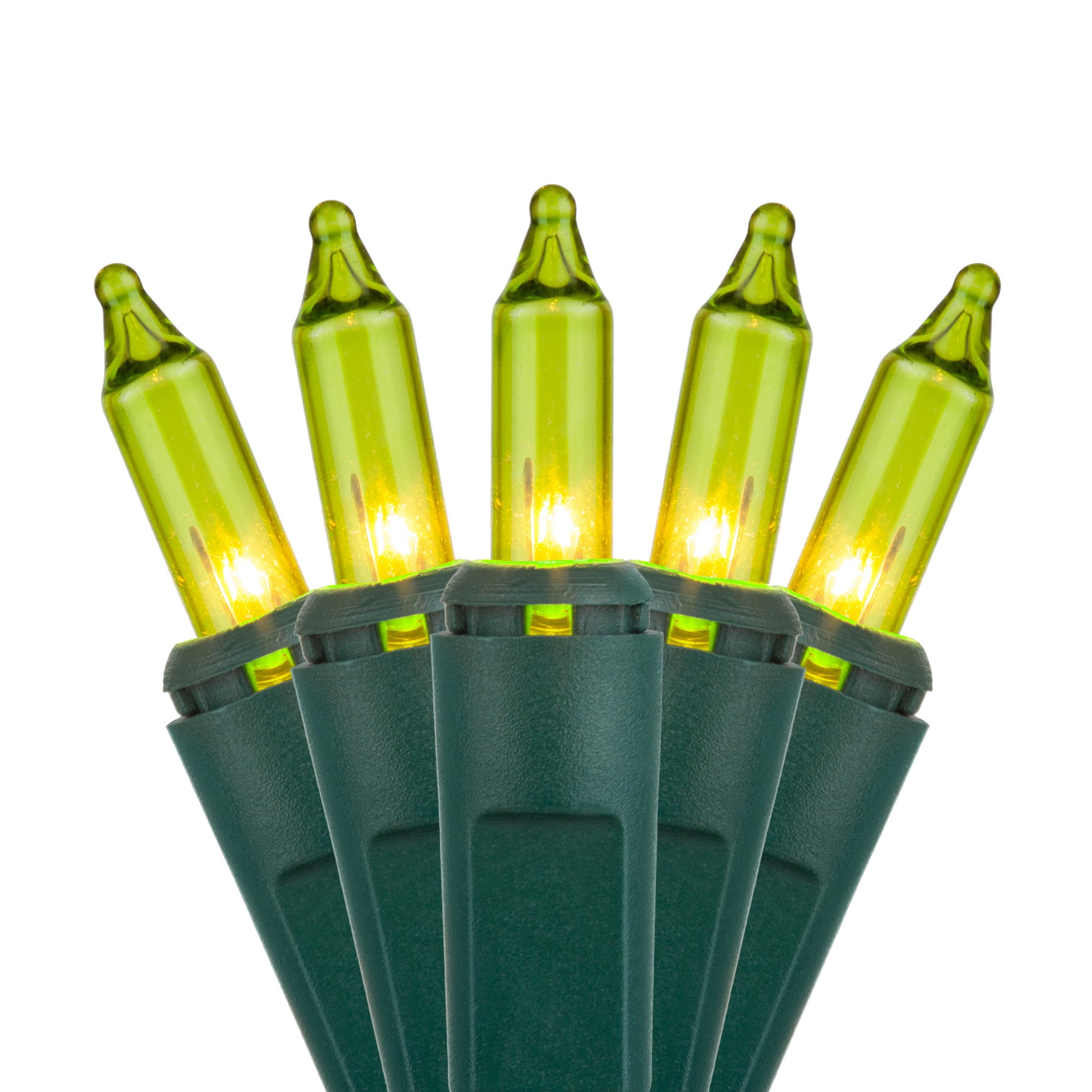 50 Chartreuse Mini Lights, Green Wire, 6