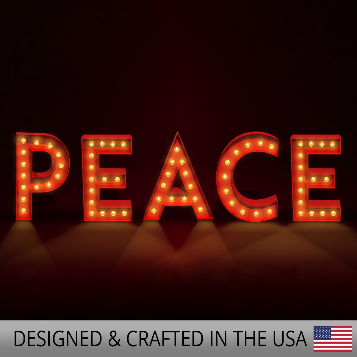 Red Peace Marquee Letters - Wintergreen Corporation