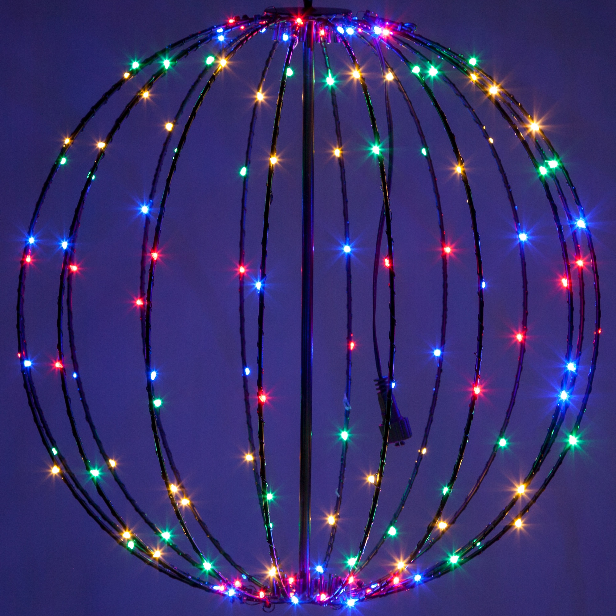 Multicolor LED Fairy Light Ball, Fold Flat Black Frame - Wintergreen