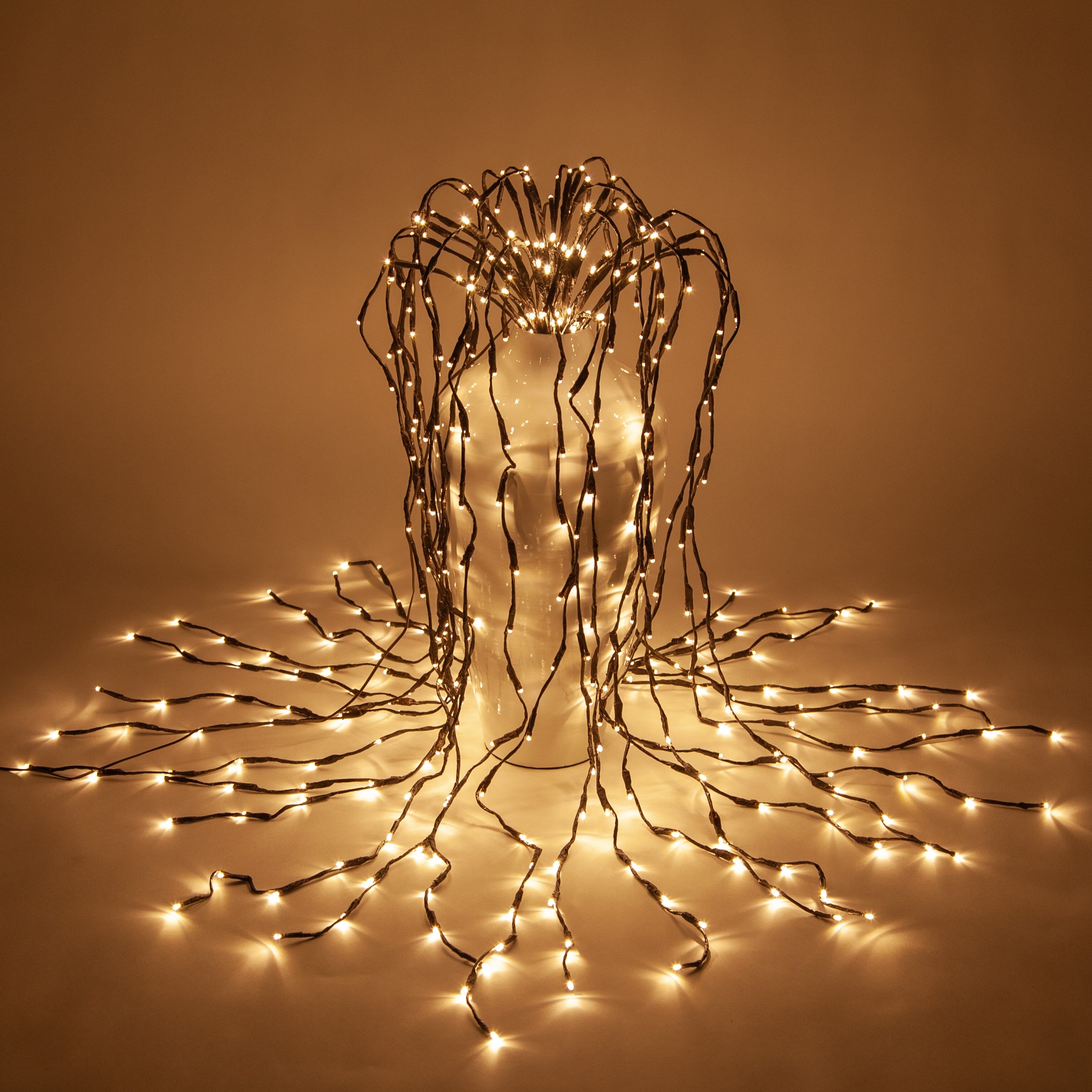 48 Brown Lighted Willow Falling Branches, Warm White LED