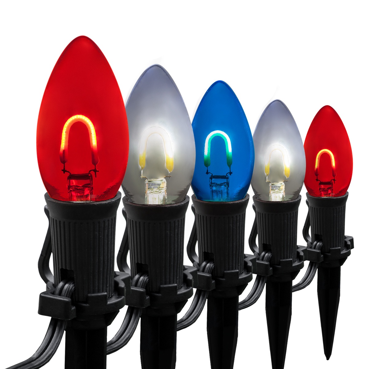 FlexFilament Pathway Lights - C9 Red / White / Blue Christmas LED