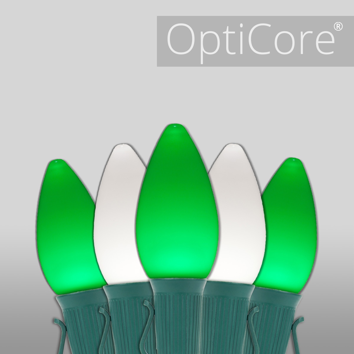 Christmas Lights C7 Green / Cool White Smooth Opticore Commercial LED